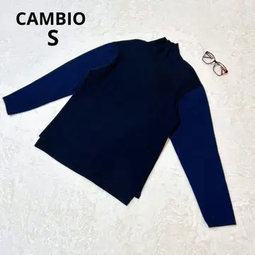 캄비오 바이컬러 하이넥 니트 울 혼방 네이비 남성용 스웨터 S