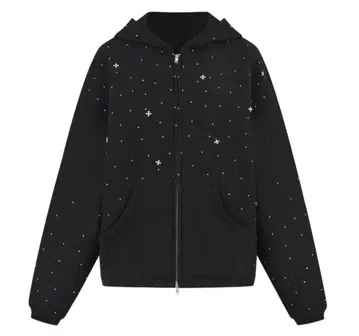 andwang Kirakira jewel zip up black M