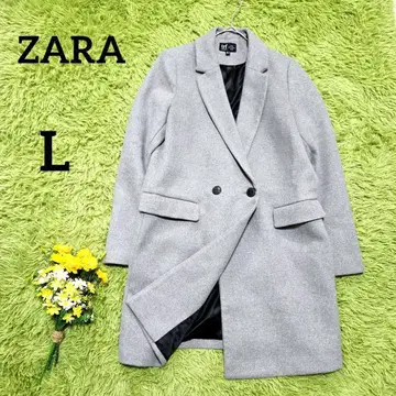 [ 자라 ] 체스터 코트 L 그레이 울 혼방 더블 버튼 오피스 오샤레