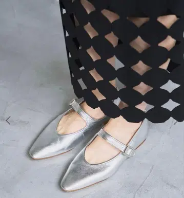 미사용 천연 가죽 플랫슈즈 25cm