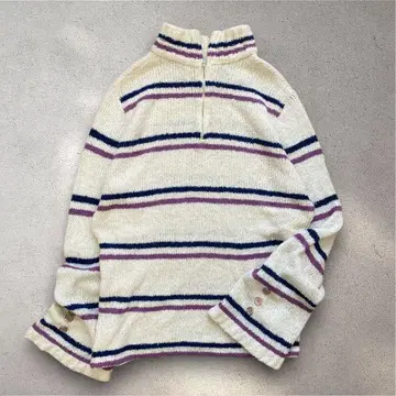 70s USA 빈티지 하이넥 하프 지퍼 니트 어스 컬러 레어