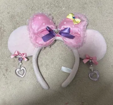 디즈니 머리띠 미니 프릴 핑크 귀찌 리본