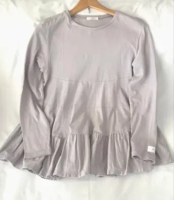 yori 티어드 개더 티셔츠 롱 T 프릴 그레이