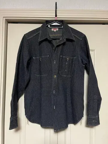 JELADO M 사이즈 다크 블루 데님 셔츠 워크 셔츠