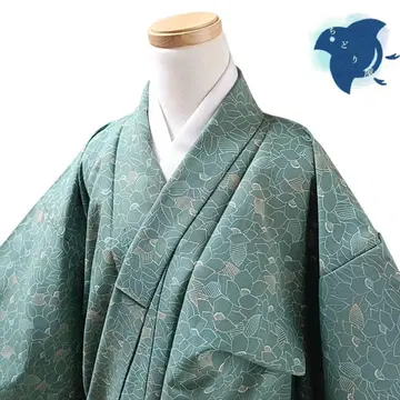 C33 치도리야 기모노 코몬 워셔블 기모노 화학 섬유 꽃 그린