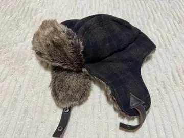 귀마개 체크 무늬 모자