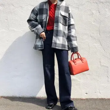 유니클로 오버 셔츠 자켓 그레이 L