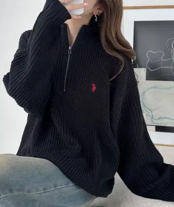 U.S. POLO ASSN. 하프 지퍼 니트 M