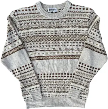 [ 새상품급 ] 얀센 페어아일 패턴 코튼 니트 스웨터 아이보리 M 사이즈