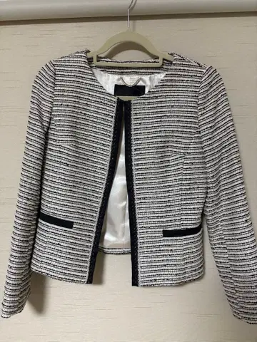 UNTITLED 노카라 자켓 화이트/블랙