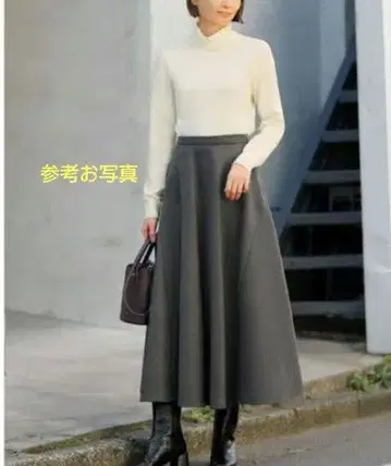 택 포함 새상품 스타일 델리 펠트 터치 플레어 롱 스커트 S 그레이색