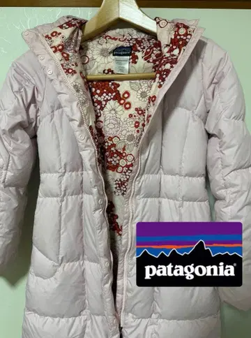 파타고니아 롱 다운 코트 핑크 꽃무늬 올 패턴