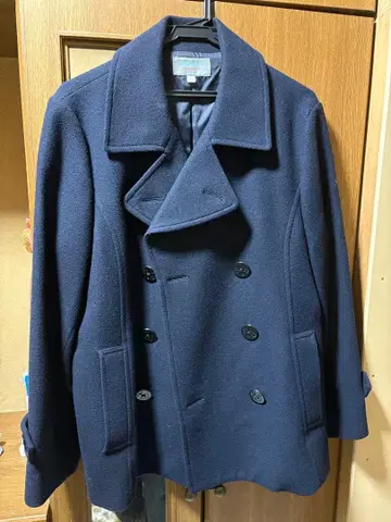 SKYWARD 네이비 더블 브레스트 피 코트 3L