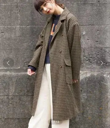 로리즈팜 TR 체크 W 롱 코트