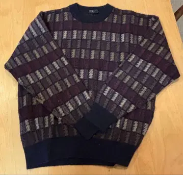 체크 무늬 니트 스웨터 구제 의류