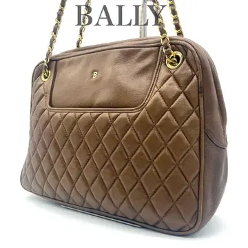 발리 BALLY 숄더백 퀼팅 체인 브라운 B로고