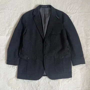 울 코트 벨트 포함 테일러드 자켓 차콜 그레이 성숙 캐주얼