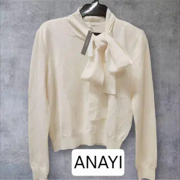 하자 있음 아나이 울 보타이 리본 니트 풀오버 크림 38