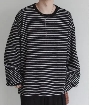 스트라이프 긴팔 T셔츠 오버 사이즈
