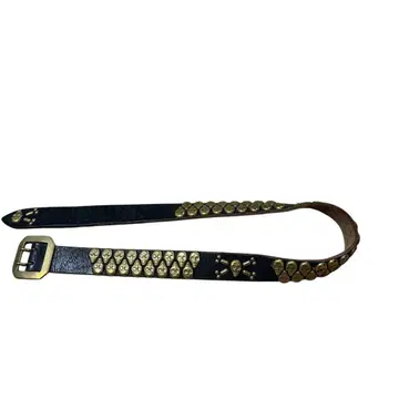 해골 가죽 벨트 블랙