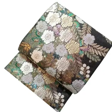 220 화 후쿠로 오비 츠지 가 하나 그린 블랙 금 후리소데