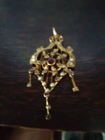 영국 앤티크 시드 펄 펜던트 헤드