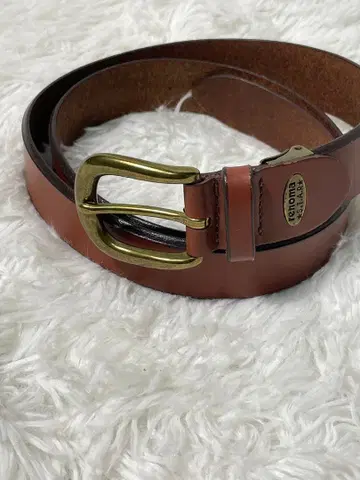 레어 renoma 가죽 벨트 천연 가죽 브라운 골드 버클 폭 3cm