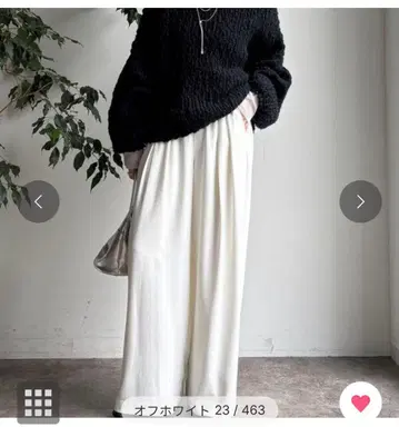 DOUDOU 턱 와이드 팬츠 오프 화이트