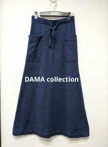 DAMA collection 캐시미어 100% 롱 스커트 네이비