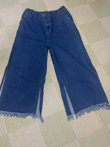 푸뉴즈 프린지 데님 빅 사이즈 와이드 하의