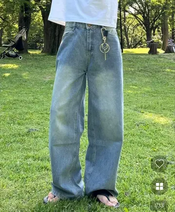 와이드 레그 데님 팬츠 라이트 블루