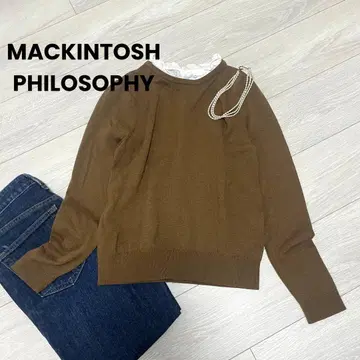 매킨토시 철학 프릴 카라 부착 크루넥 니트 스웨터