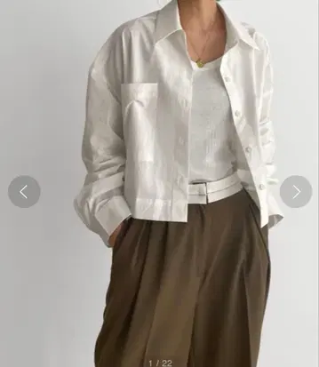 [미사용] [택 포함] CANALJEANElmar 코튼 포켓 크롭 셔츠