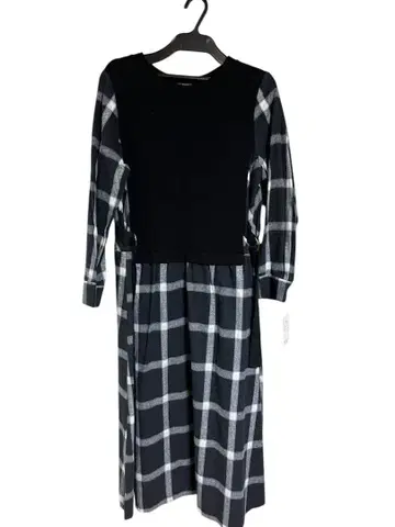 알디라 빅 사이즈 체크 무늬 기모 롱 원피스 긴팔 F 사이즈