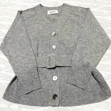 로페 가디건 그레이 벨트 포함 울 100%