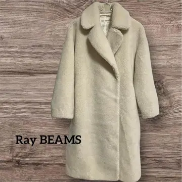 Ray BEAMS 보아 빅 실루엣 롱 코트 화이트