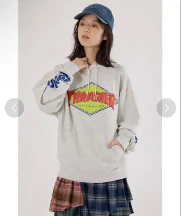 THRASHER 레이어드 맨투맨 후드티