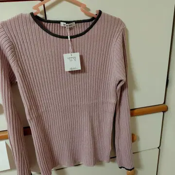 리브 편직 핑크 긴팔 상의 F 사이즈