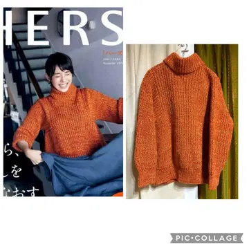 J.J. Mercer for RHC 오렌지 터틀넥 스웨터