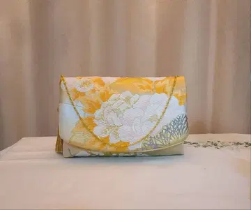 꽃 무늬 실크 기모노 오비의 2ways 클러치 백