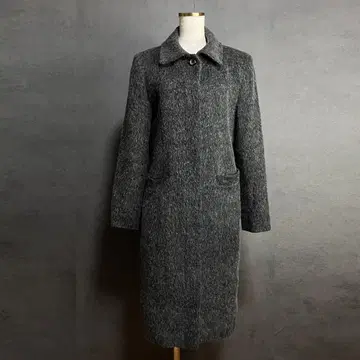 고급 알파카 혼방 울 롱 코트 그레이 M 일본제