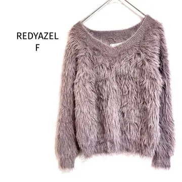 레이디 아젤 페더 니트 스웨터 V넥 복슬복슬 쇼트 기장 디자인