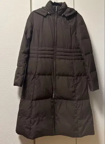 후드 부착 롱 다운 자켓 브라운