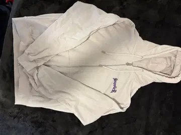 supplier 화이트 풀 집업 후드티 보라색 자수