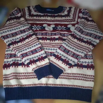 도쿄 디즈니 리조트 미키 패턴 니트 스웨터 M