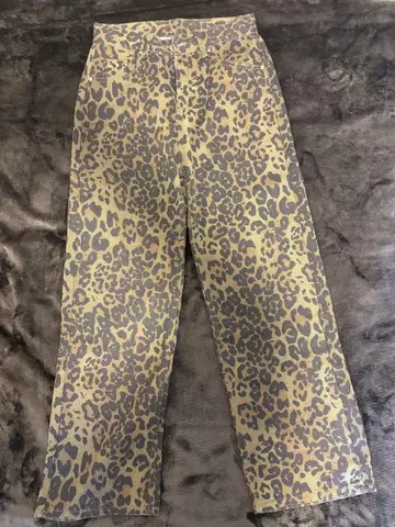 레오파드 레오파드 무늬 와이드 팬츠 베이지/그레이