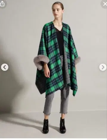 미사용 그레이스 콘티넨탈 체크 스톨 자라 유나이티드 애로우즈