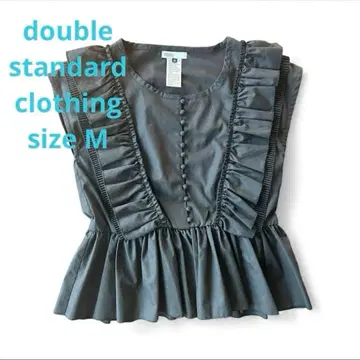 더블 스탠다드 클로징 프릴 블라우스 블랙 M 슬리브리스 페플럼