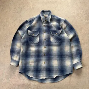 옴브레 체크 셔츠 긴팔 섀도우 체크 파랑