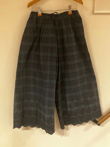 새상품 택 포함 클라우드나인 와이드 팬츠 가우초 여성용 체크 그린